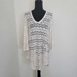 Swim Coverup Crochet Knit Bell Sleeve Tunic Small Elif Vacation Beach Resort